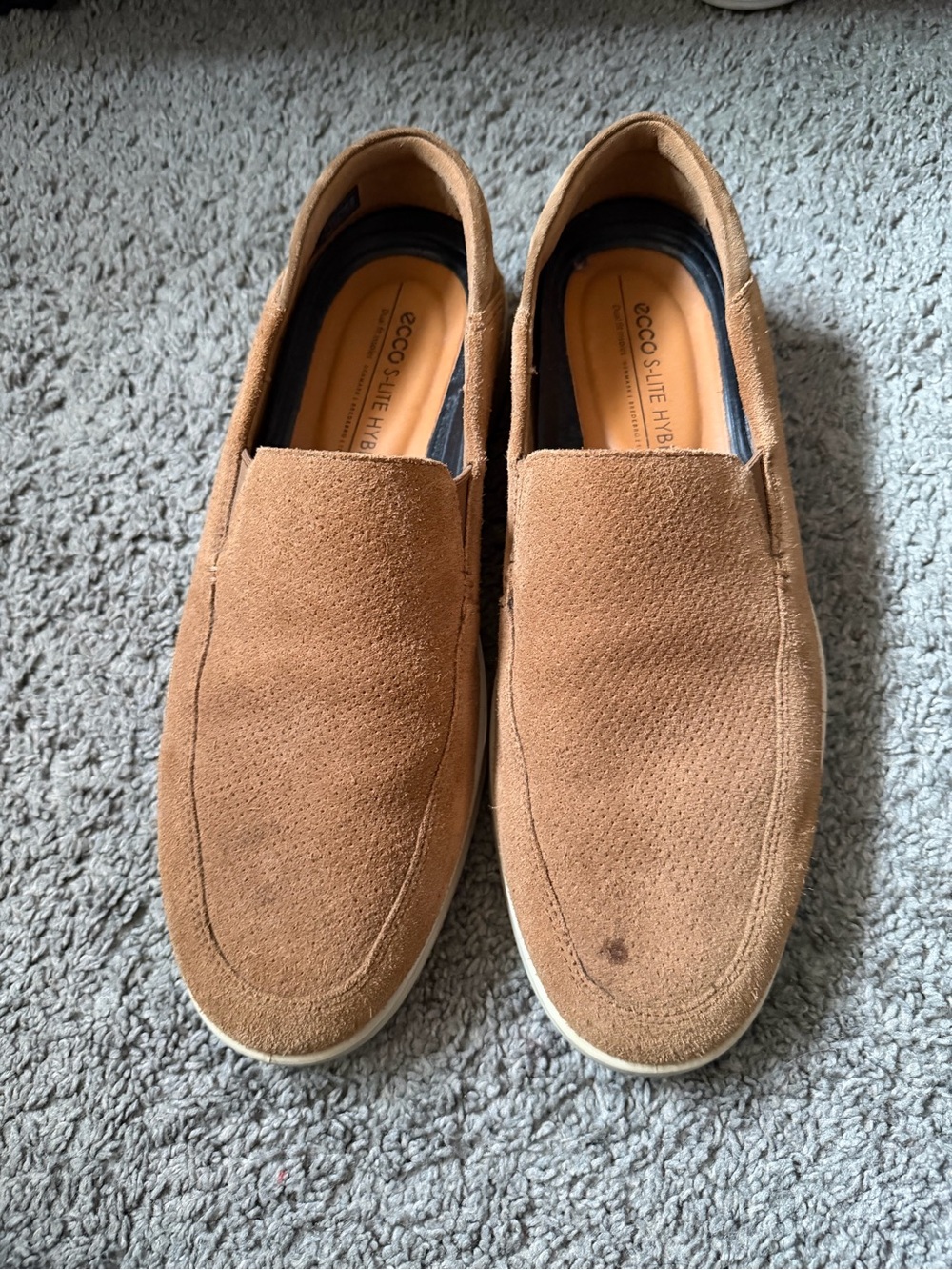 Ecco Men's Slip-On Suede Loafers in Camel Brown
